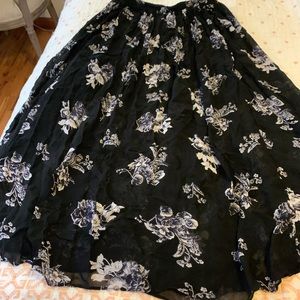 Free People  black floral skirt